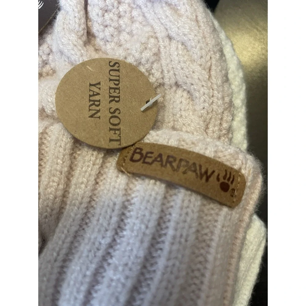 Bearpaw Baby Beanie Hat 2 Pack Set Light Pink White Pom Pom 6-12M BNE32286-I NEW